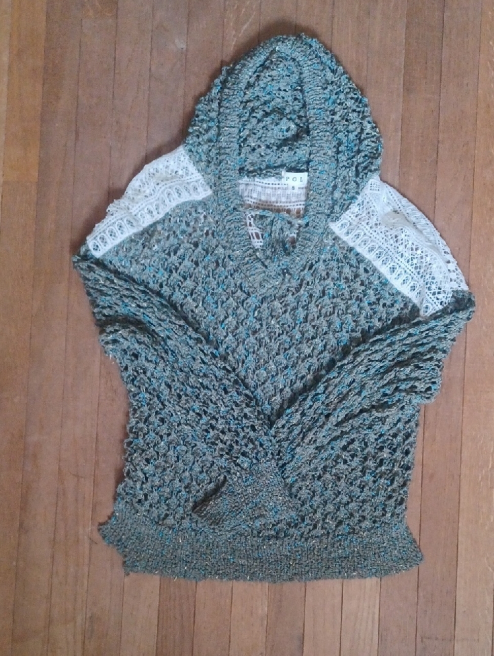 POL Crochet Style Top With Hood